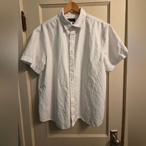 Banana Republic Mens White Casual Linen Blend Button Down Shirt XL Slim Fit